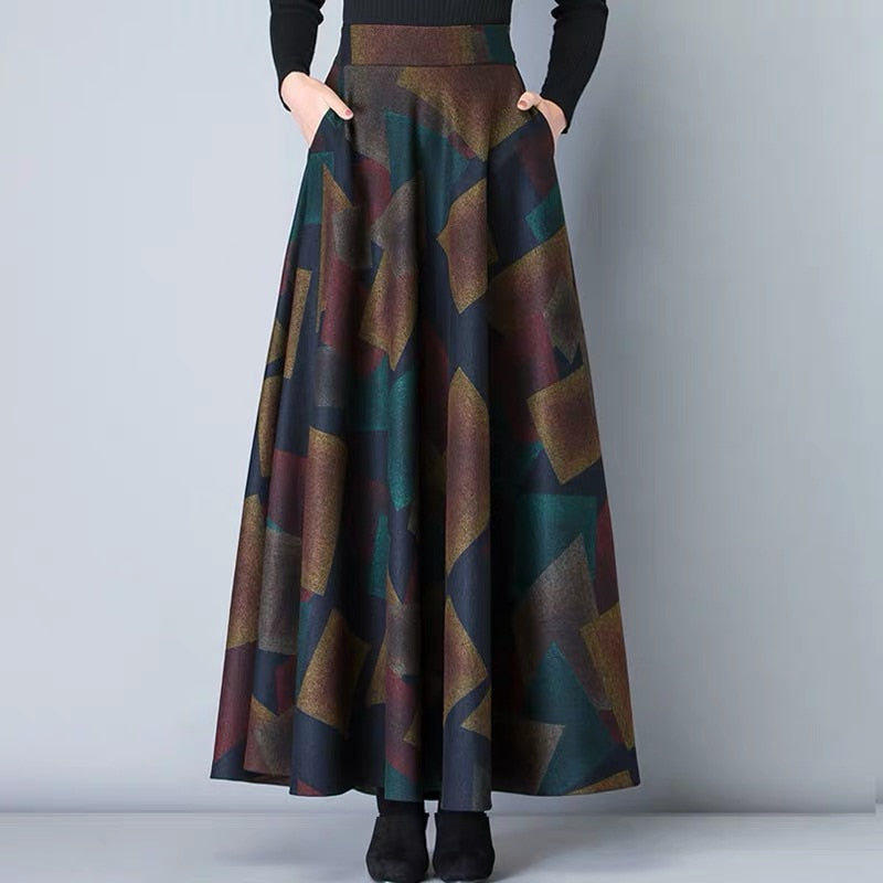  IDEALSANXUN Long Wool Skirts for Womens Fall Winter High Waist  Vintage Pleated Skirts(Coffee, XS) : Clothing, Shoes & Jewelry