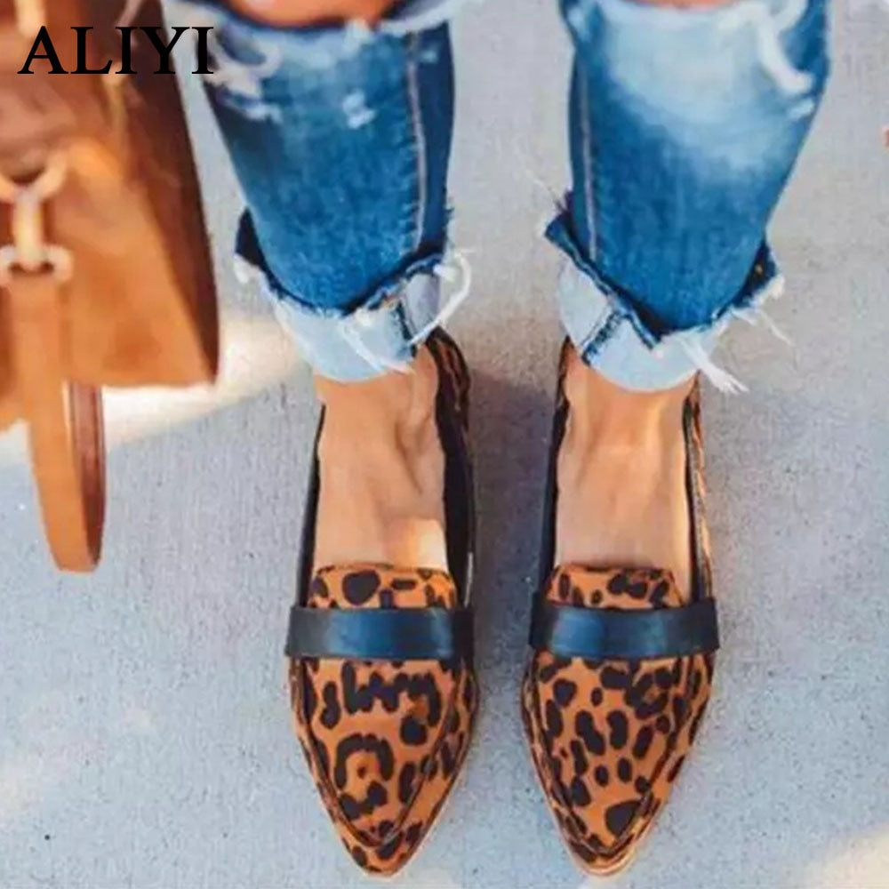 Leopard pointed hot sale loafers