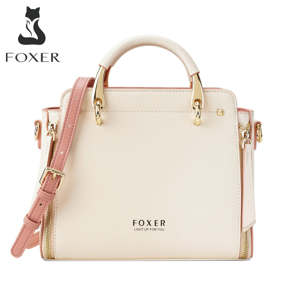 Foxer Women Genuine Leather Handbag Tote Purse Top Handle Satchel Shoulder Bag