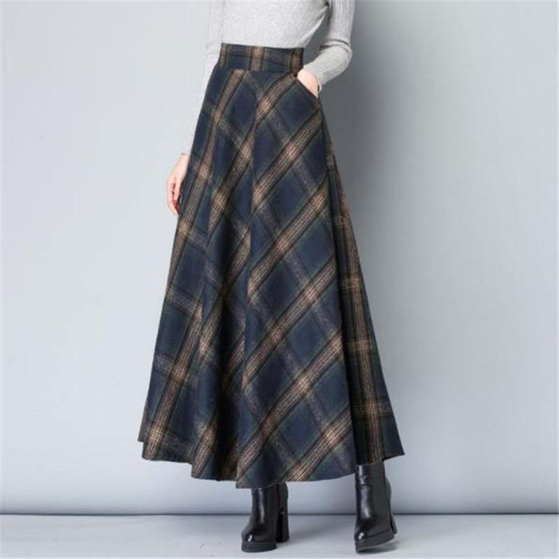 Maxi high 2024 waisted plaid skirt