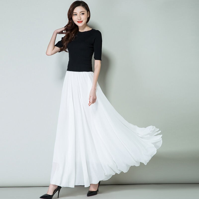 Elegant long clearance chiffon maxi skirt