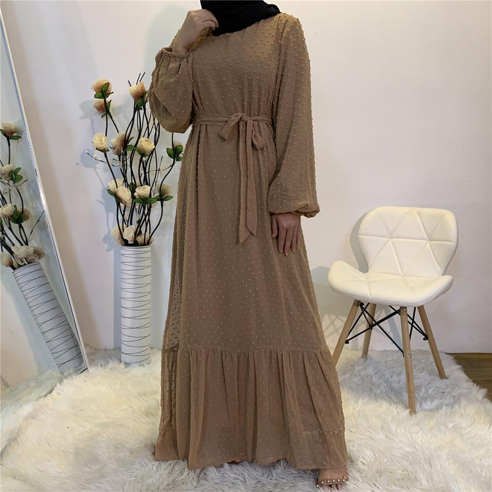 Long Frilled Dress Women Dress Turkish Fashion Islamic Muslim Spring Summer Modern  Clothing Turkey