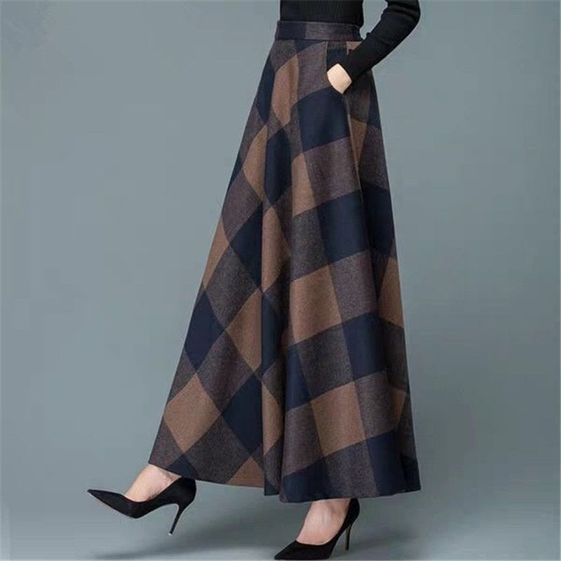 Long Wool Skirt, Maxi Wool Skirt, A-line Wool Skirt, Brown Wool