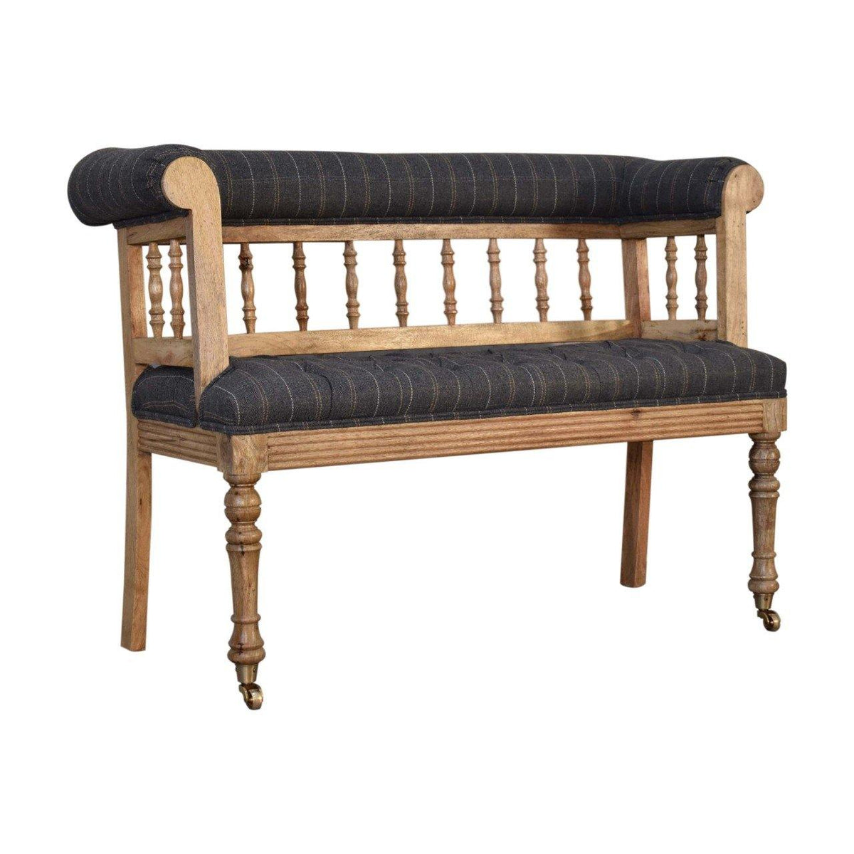 Pewter Tweed Deep Button Hallway Bench – Waislamaa