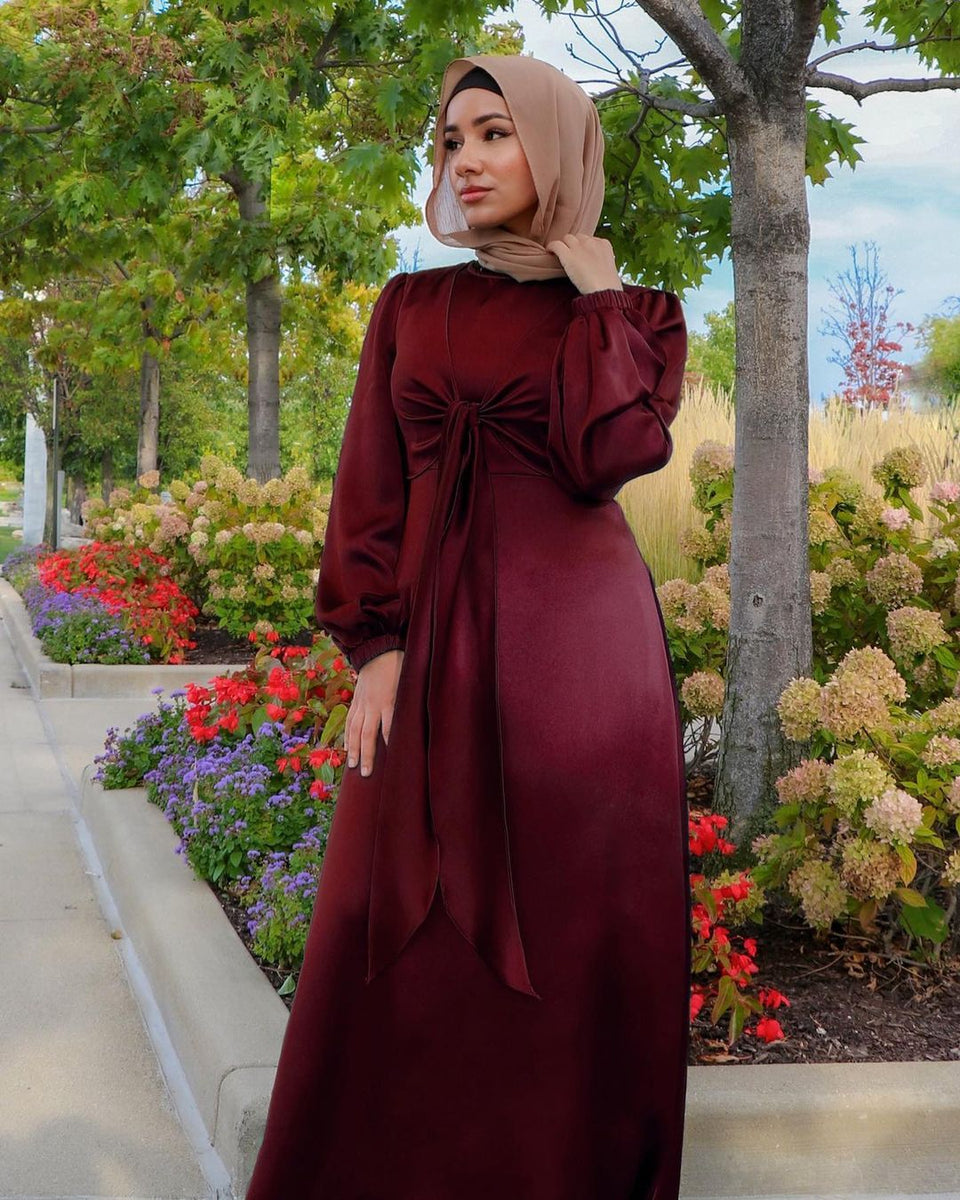 Satin Muslim Hijab Dress Ramadan Abayas for Women Abaya Kimono Dresses ...