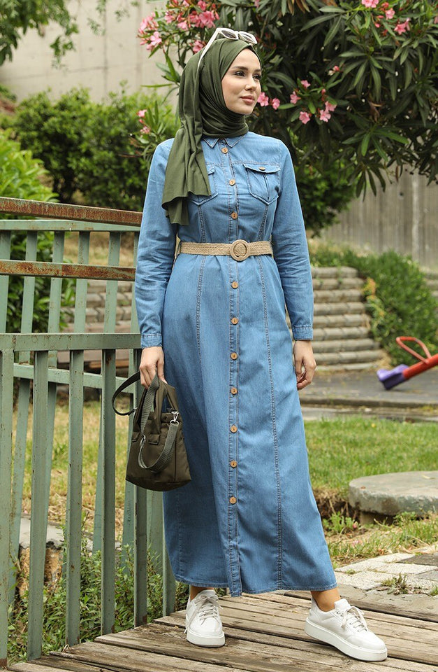 Denim dress deals hijab style